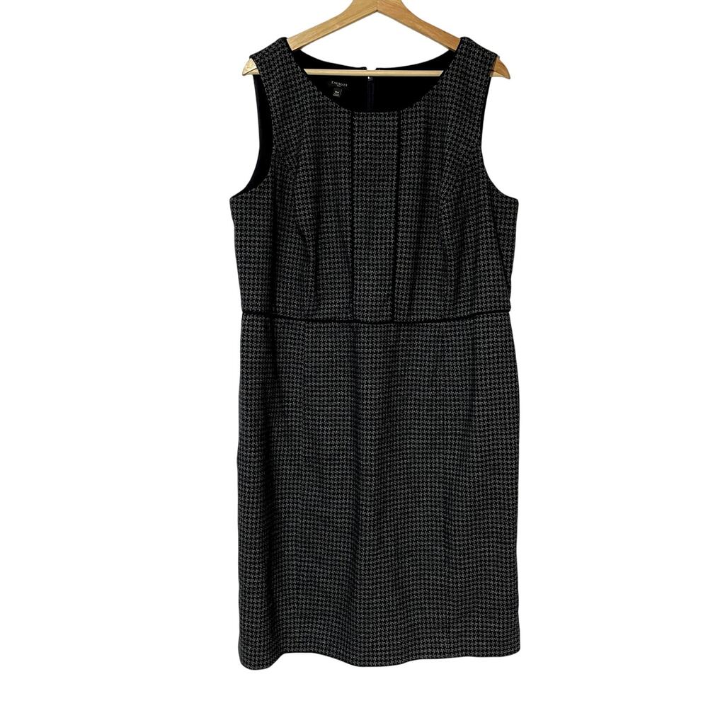 Talbots‎ Plus herringbone gray navy sleeveless dress women's size 16W formal
